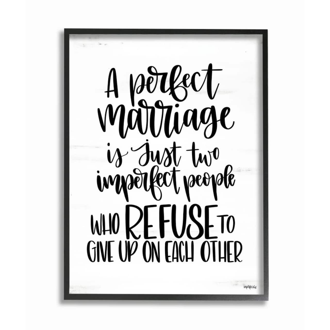Stupell Industries Perfect Marriage Imperfect People Phrase Love Quote Black Framed Wall Art